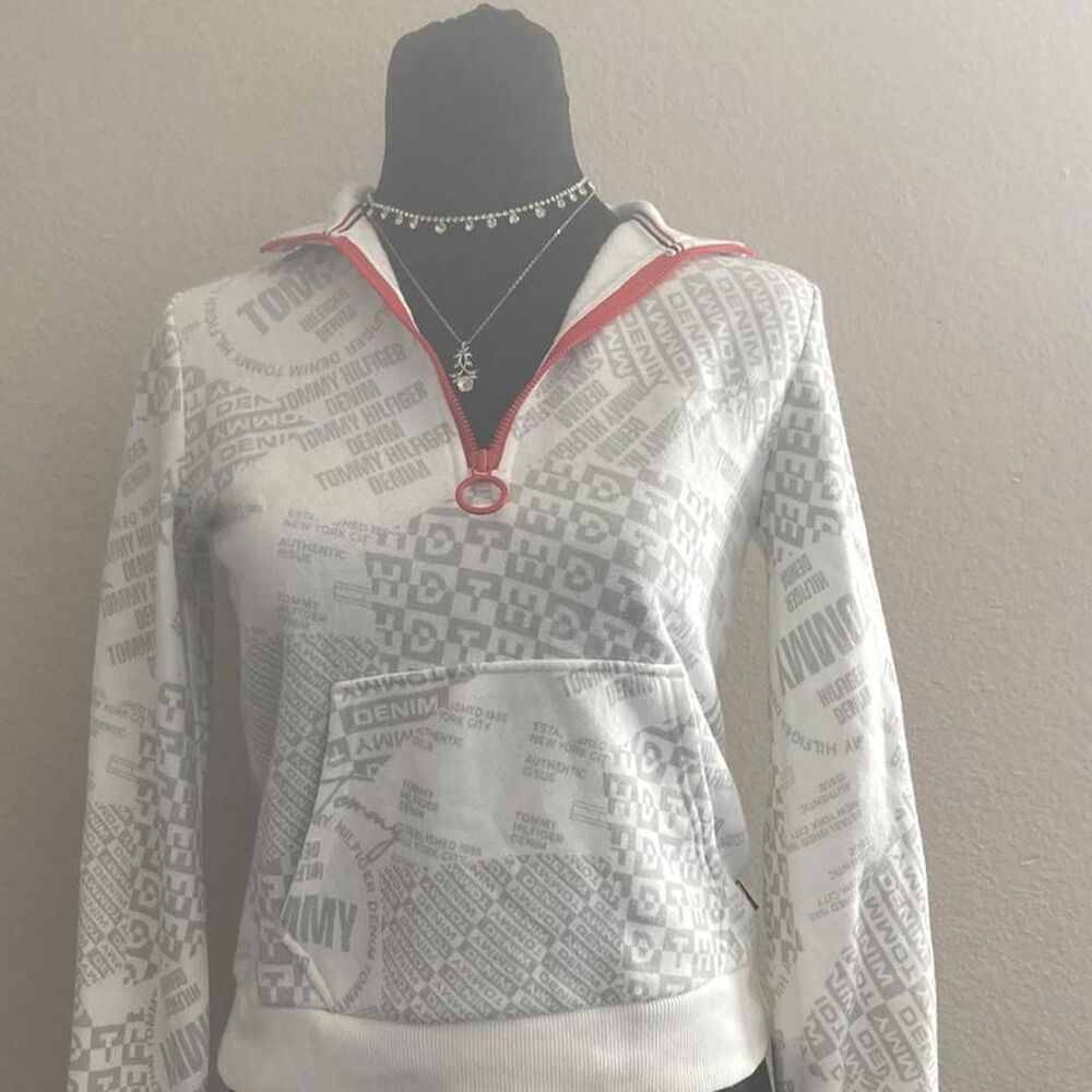 Tommy-hilfiger Women's White and Grey Quarter zip up